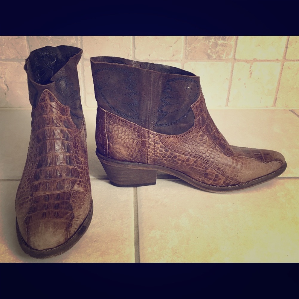 Free People Snakeskin Booties